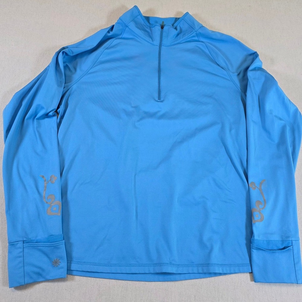 Athleta Pullover Women 2X Breaker Blue 1/4 Zip Performance‎ Long Sleeve Graphic